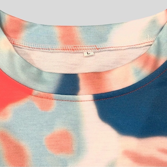 NWOT Crewneck Long Sleeve Tie Dye Sweatshirt/Tee Soft Thin Pullover Sz L (12-14) - Picture 3 of 9